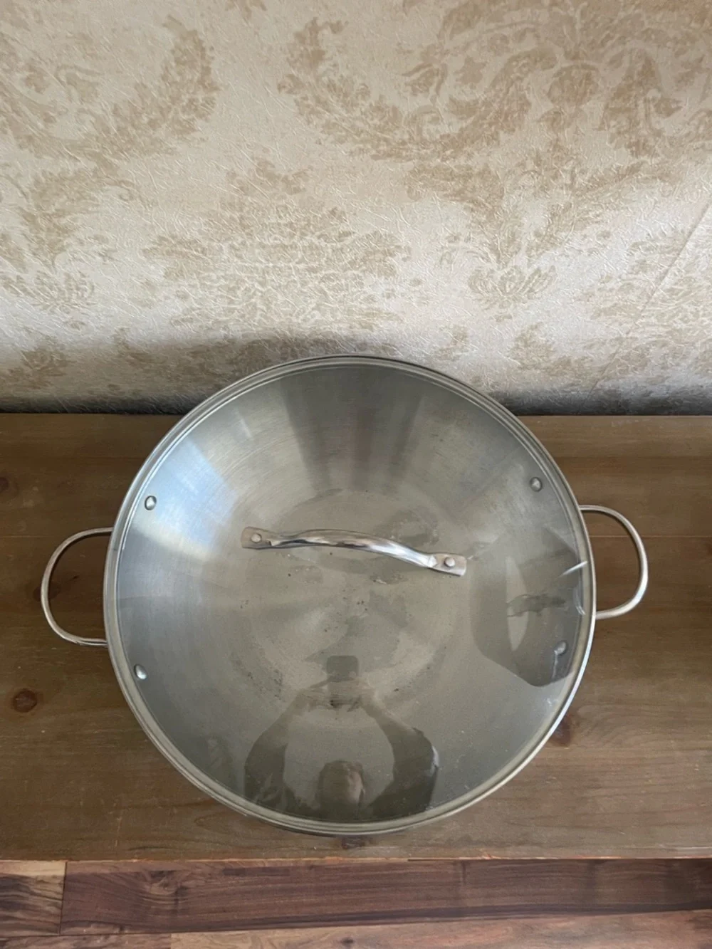 Large Stainless Steel Covered Wok with Handles - Silver - Picture 2 of 8